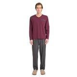 DeFacto Uzun Kollu Pijama Takımı Bordo, S, G8179AX26SP, Bordo-BR170, erkek