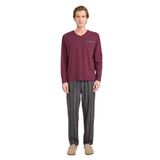 DeFacto Uzun Kollu Pijama Takımı, M, G8179AX26SP, Bordo-BR170, erkek