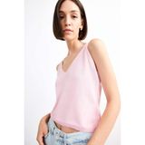 Defacto V Yaka Crop Askılı Triko Atlet, L, F7499AX25SM, Pembe