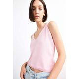 Defacto V Yaka Crop Askılı Triko Atlet, M, F7499AX25SM, Pembe, Kadın