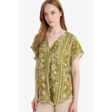 DeFacto V Yaka Desenli Kısa Kollu Bluz, 2XL, F4976AX25AU, Sarı-YL512, Kadın