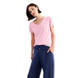 DeFacto V Yaka Modal Kısa Kollu Tişört, S, G0402AX25SM, Pembe-PN113, Kadın