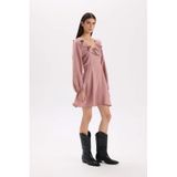 DeFacto V Yaka Modal Mini Elbise, 34, E4213AX24WN, Pembe-PN429, Kadın