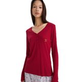 DeFacto V Yaka Uzun Kollu Fitilli Kaşkorse Pijama Üstü Bordo, M, F3722AX25WN, Bordo-BR196, Kadın