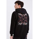DeFacto Vikings Valhalla Regular Fit Kapüşonlu Sırt Baskılı Sweatshirt, M, E3211AX24WN, Siyah, erkek