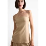 DeFacto Vücudu Saran Straplez Basic Bluz Bej, XL, F7979AX25SM, Bej-BG157, Kadın