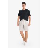 DeFacto W1105AZ25SP Bej-BG735 Erkek Slim Fit Dar Kesim Cepli Pamuklu Basic Düz Bermuda Şort