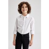 DeFacto W3215A622SP Regular Fit Basic Uzun Kollu Beyaz Erkek Çocuk Gömlek