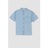 DeFacto W8093A622SM Erkek Çocuk Regular Fit Hakim Yaka Jean Kısa Kollu Gömlek