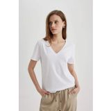 DeFacto W9578AZ/WT79 Beyaz Kadın T-shirt