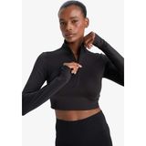 DeFacto Warmtech Slim Fit Dar Kesim Fermuarlı Dik Yaka İçi Yumuşak Tüylü Esnek Kumaş Uzun Kollu Tişört W0343AZ25AU - Siyah-BK81 - XS