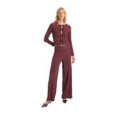 DeFacto Wide Leg Beli Lastikli Basıc Bürümcük Pantolon Bordo, M, D6300AX24AU, Bordo-BR115, Kadın