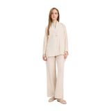 DeFacto Wide Leg Beli Lastikli Krinkıl Kumaş Geniş Paça Pantolon, 44, D7591AX25SM, Bej-BG74, Kadın