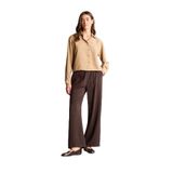 DeFacto Wide Leg Beli Lastikli Pantolon, 42, H4792AX26SP, Kahve-BN214, Kadın