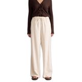 DeFacto Wide Leg Çift Cepli Beli Lastikli Standart Boy Keten Karışımlı Pantolon, 34, E1981AX26SM, Bej, Kadın