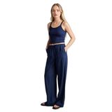 DeFacto Wide Leg Çift Cepli Beli Lastikli Standart Boy Keten Karışımlı Pantolon, 38, E1981AX26SM, Lacivert, Kadın