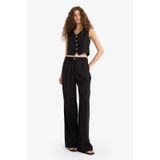 Defacto Wide Leg Çift Cepli Yüksek Bel Standart Boy Keten Karışımlı Pantolon E1986ax25aubk81 Siyah