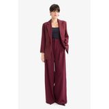DeFacto Wide Leg Çift Cepli Yüksek Bel Uzun Boy Pantolon, 38, F8213AX25AU, Bordo-BR34, Kadın