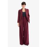 DeFacto Wide Leg Çift Cepli Yüksek Bel Uzun Boy Pantolon, 42, F8213AX25AU, Bordo-BR34, Kadın