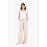 DeFacto Wide Leg Çift Cepli Yüksek Beli Lastikli Geniş Paça Pantolon, 38, E7434AX25SM, Bej, Kadın