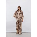 DeFacto Wide Leg Desenli Modal Kumaş Palazzo Pantolon Yüksek Bel Düz Geniş Paça, 36, E8599AX25SM, Bej-BG310, Kadın
