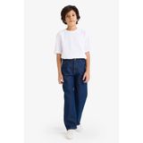 DeFacto Wide Leg Düz Paça Jean Pantolon Erkek Çocuk, 8-9 Yaş, F9384A826SM, Mavi-NM34, Erkek Çocuklar