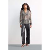 DeFacto Wide Leg Fermuarlı Uzun Deri Pantolon, 38, G0140AX25AU, Siyah-BK81, Kadın
