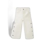 DeFacto Wide Leg Fiyonk Nakışlı Gabardin Pantolon Kız Bebek, 4-5 Yaş, G8150A526SP, Beyaz-WT34, Kız bebek