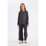 DeFacto Wide Leg Geniş Bol Paça Beli Lastikli Eşofman Altı Kız Çocuk, 5/6 Yaş (116cm), C9674A824AU, Antrasit, Kız çocuk