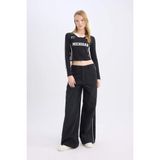 DeFacto Wide Leg Geniş Bol Paça Cepli Şerit Detaylı Normal Bel Pantolon D4404AX24AU - Siyah-BK27 - 32