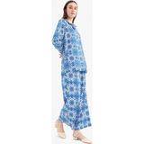 DeFacto Wide Leg Geniş Bol Paça Desenli Viskon Pantolon D9757AX25SM - Mavi-BE43 - 36
