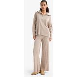 DeFacto Wide Leg Geniş Bol Paça Triko Pantolon F2918AX25AU - Bej-BG369 - 2XL