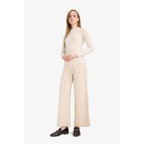 DeFacto Wide Leg Geniş Bol Paça Triko Pantolon, XL, F1102AX25AU, Bej-BG155, Kadın