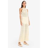 DeFacto Wide Leg Geniş Paça Ajur Triko Pantolon Ekru, M, F3777AX25SM, Ekru-ER105, Kadın