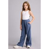 DeFacto Wide Leg Geniş Paça Keten Karışımlı Pantolon Kız Çocuk H1212A826SM - İndigo-IN245 - 7 - 8 Yaş