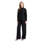 DeFacto Wide Leg Geniş Paça Krep Pantolon, 40, F3068AX25AU, Siyah-BK81, Kadın