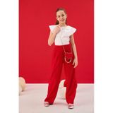 Defacto Wıde Leg Geniş Paça Pantolon Kız Çocuk H0146a826smrd282 Kırmızı-rd282