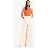 DeFacto Wide Leg Keten Karışımlı Kumaş Palazzo Pantolon Yüksek Bel Geniş Paça E0127AX25SP - Ekru-ER105 - 36