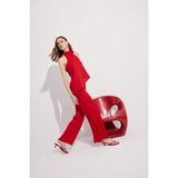 DeFacto Wide Leg Kırışık Dokulu Kırmızı Pantolon F6172AX26SM - Kırmızı-RD51 - XL