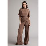 DeFacto Wide Leg Krep Pantolon Kahverengi, L, H3879AX26SM, Kahve-BN558, Kadın