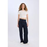Defacto Wide Leg Kumaş Palazzo Pantolon Normal Bel Geniş Bol Paça Cepli Standart Boy D4356AX24AU Lacivert
