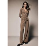DeFacto Wide Leg Pantolon Kahverengi, L, G8029AX26SP, Kahve-BN531, Kadın