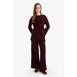 DeFacto Wide Leg Triko Pantolon Bordo, L, G7249AX25CW, Bordo-BR457, Kadın