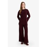 DeFacto Wide Leg Triko Pantolon Bordo, M, G7249AX25CW, Bordo-BR457, Kadın