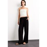 DeFacto Wide Leg Üç Cepli Yüksek Bel Keten Görünümlü Standart Boy Siyah Pantolon A9129AX25SM - Siyah-BK81 - 34