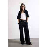 DeFacto Wide Leg Üç Cepli Yüksek Bel Keten Görünümlü Standart Boy Siyah Pantolon A9129AX26SM - Siyah-BK81 - 36
