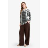 DeFacto Wide Straight Düz Paça Pantolon, 36, G1212AX26SP, Kahve, Kadın
