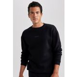 DeFacto X8282AZ23AU BK81 Siyah Boxy Fit Bisiklet Yaka Baskılı Erkek Sweatshirt