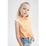 DeFacto Y0137A622SM Regular Fit Bağlamalı Poplin Kolsuz Kız Çocuk Gömlek