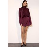 DeFacto Yarasa Kol Saten Mini Elbise, 34, G9529AX26SP, Bordo-BR210, Kadın